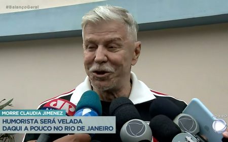 Miguel Falabella cai no choro ao vivo ao lamentar morte de Claudia Jimenez