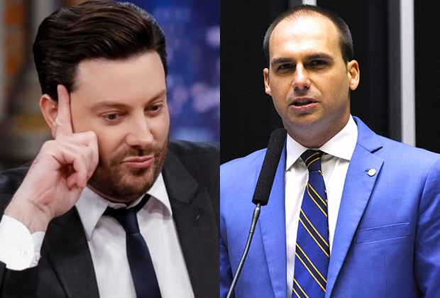 Danilo Gentili volta a se irritar com Eduardo Bolsonaro e solta o verbo: “Fica lacrando”