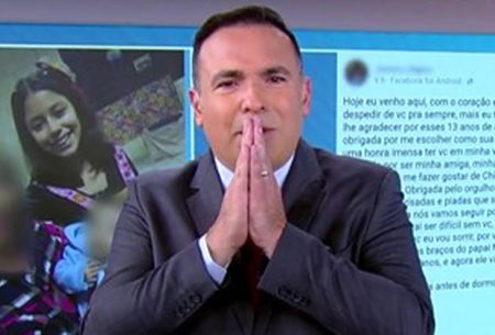 Reinaldo Gottino chora ao vivo na Record com recado da mãe de jovem morta pela amiga