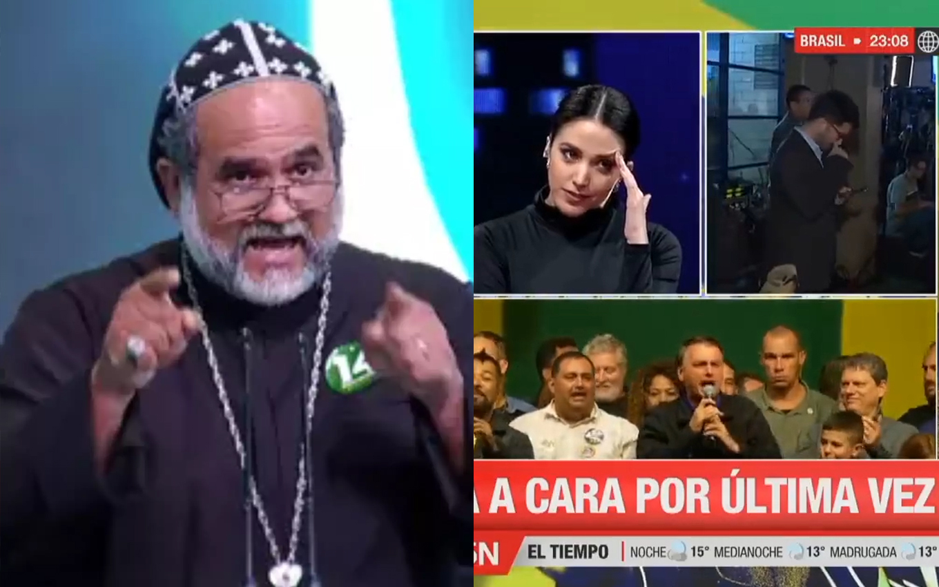 Jornalista da TV argentina toma susto ao ver padre Kelmon no debate da Globo