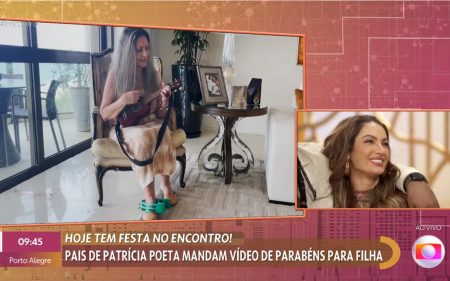 Patrícia Poeta se emociona com homenagem de aniversário no Encontro