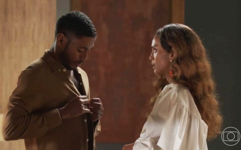 Leonardo (Ícaro Silva) e Clarice (Taís Araújo) em Cara e Coragem