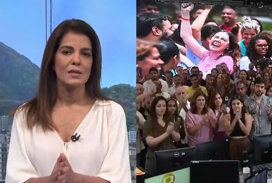 RJTV se despede de Susana Naspolini e redação da Globo a aplaude de pé