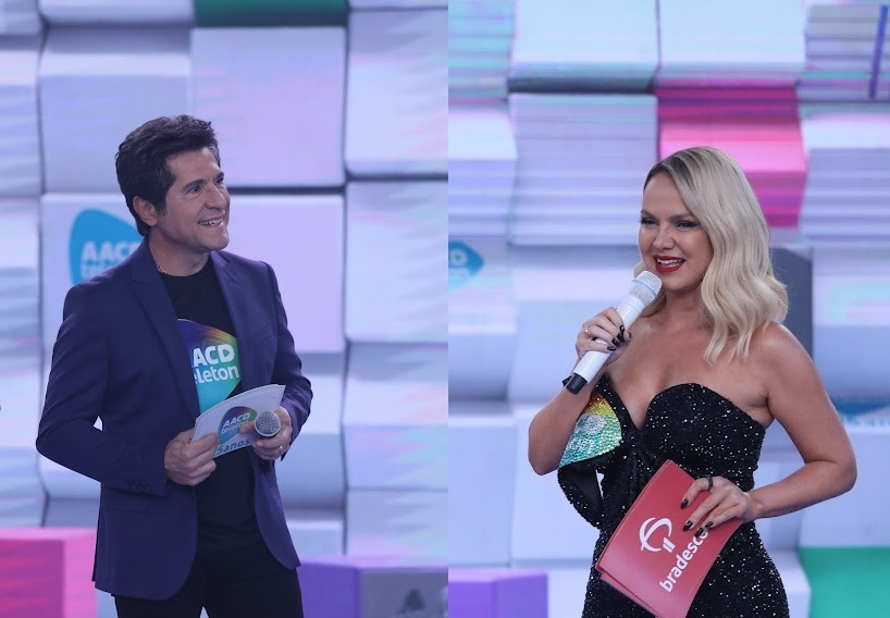 Eliana e Daniel abrem o Teleton, recebem estrelas de Globo, Record e CNN e imploram por doações