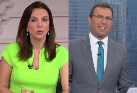 Ana Paula Araújo pega Rodrigo Bocardi de surpresa e cobra presente de Natal na Globo