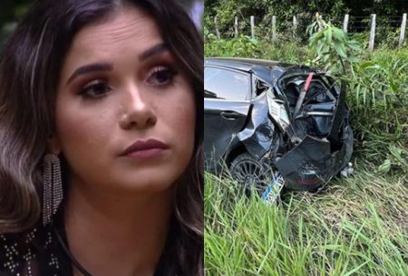 Ex-BBB Gizelly Bicalho sofre grave acidente e é arremessada de carro em estrada