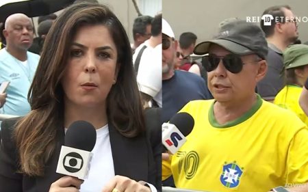 Repórter da Globo recebe pedido ao vivo durante velório de Pelé
