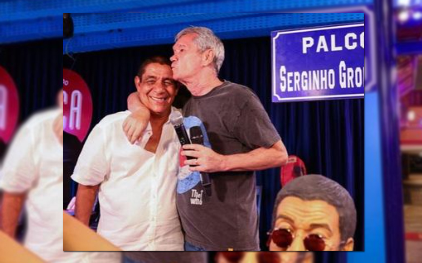 Serginho Groisman ganha surpresa de Zeca Pagodinho em inauguração de bar