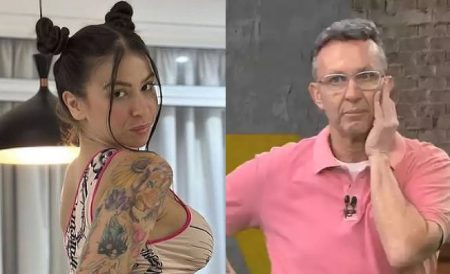 Craque Neto deixa futebol de lado em Os Donos da Bola e detona MC Pipokinha ao vivo