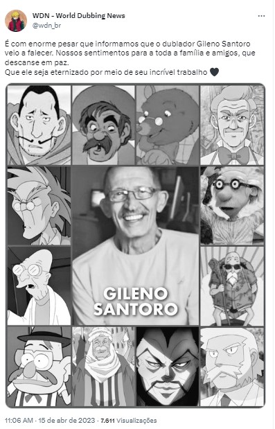Dublador do Mestre Kame em Dragon Ball, Gileno Santoro morre aos