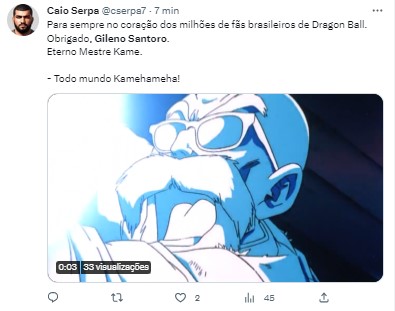 Morre Gileno Santoro, dublador do Mestre Kame em 'Dragon Ball