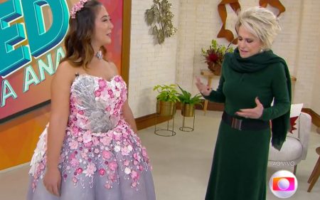 Repórter do Mais Você choca Ana Maria Braga com vestido comestível: “Gostosa”