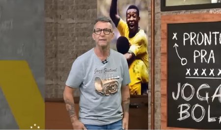 Com frio, Craque Neto surpreende e apresenta Os Donos da Bola de forma inusitada