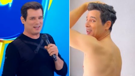 Celso Portiolli pagou promessa e tirou a roupa ao vivo no SBT