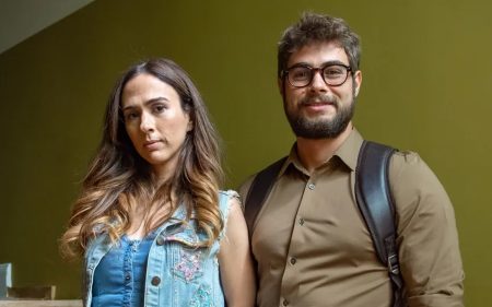 Terra e Paixão: Tatá Werneck e Rafael Vitti gravam a primeira cena juntos na novela