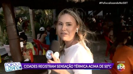 Homem assusta repórter do SBT ao vivo e xingamento vaza no Fofocalizando