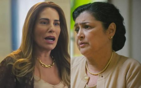 Terra e Paixão: Irene perde a paciência com Angelina e parte para cima da empregada