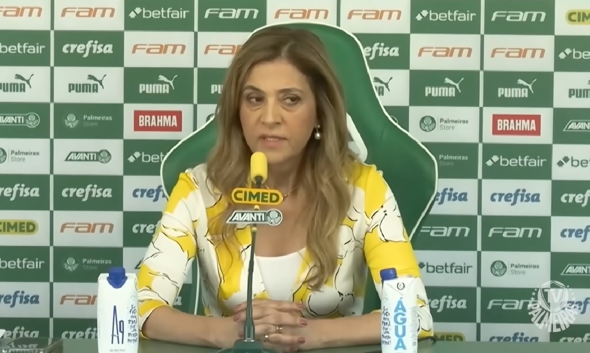 Presidente do Palmeiras, Leila Pereira dá palestra e revela amor pela Globo