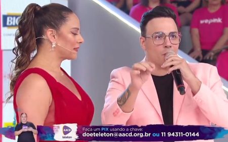 Silvia Abravanel se emociona no palco do Teleton e protagoniza beijão com o namorado