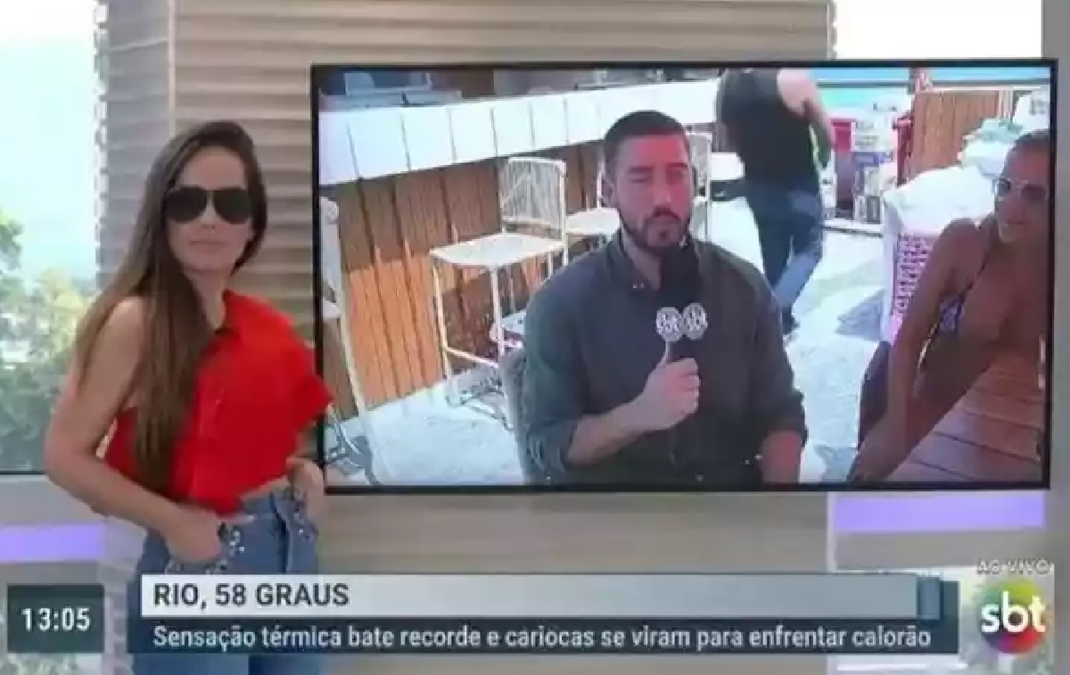 Repórter do SBT leva cantada de entrevistada ao vivo: “É comprometido?”