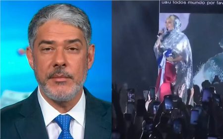 William Bonner quebra o protocolo no Jornal Nacional ao ver Beyoncé pousar no Brasil