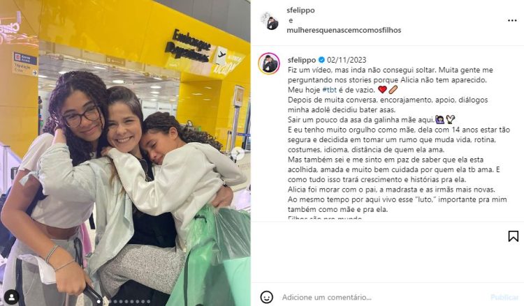Samara Felippo revela que a filha foi morar nos Estados Unidos com o pai