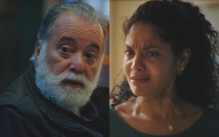 Aline vira freira e faz Antônio parar no inferno por medo surreal do futuro em Terra e Paixão