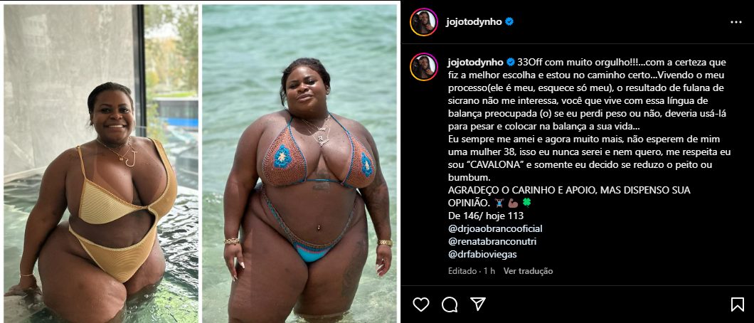 Jojo Todynho surpreende o público com relato impactante após revelar  quantos quilos perdeu após bariátrica
