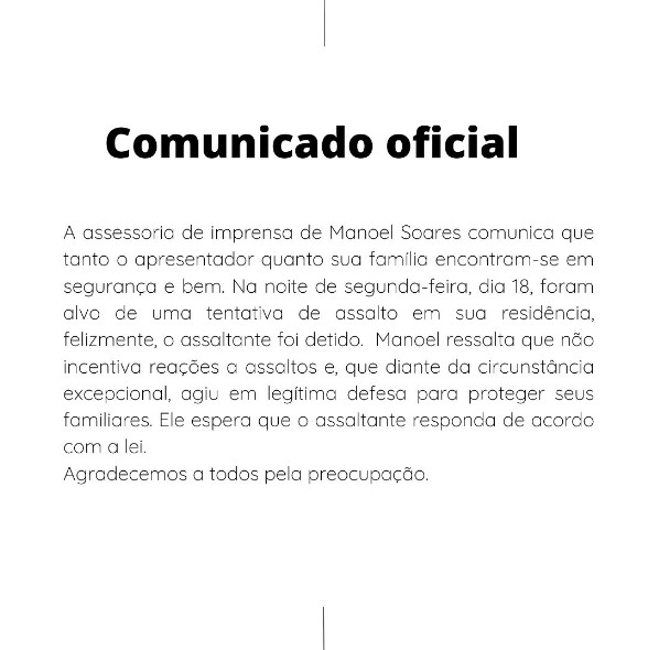 Comunicado de Manoel Soares
