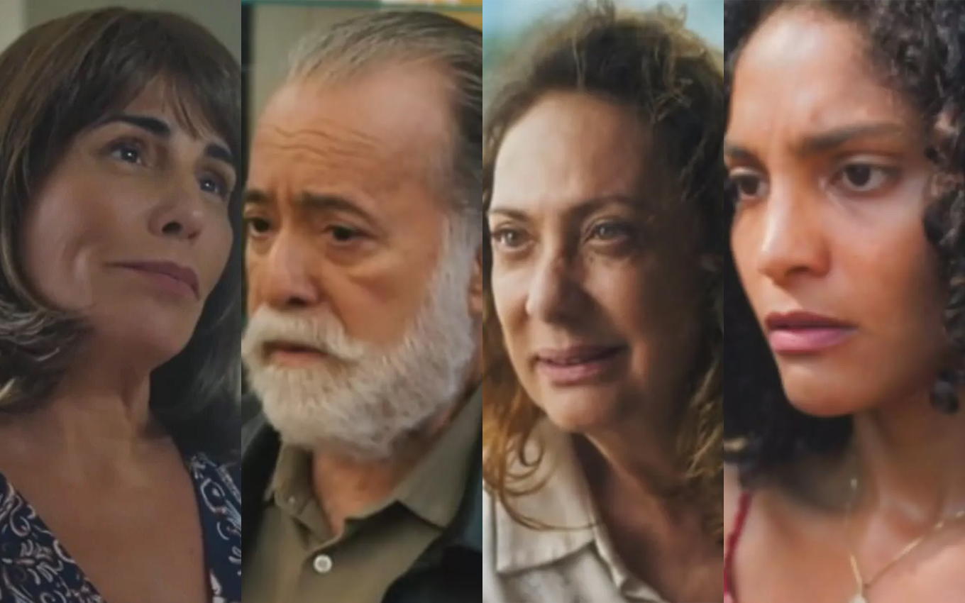 Irene (Gloria Pires), Antônio (Tony Ramos), Agatha (Eliane Giardini) e Aline (Barbara Reis) em Terra e Paixão