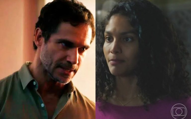 Vinícius (Paulo Rocha) e Aline (Barbara Reis) em Terra e Paixão