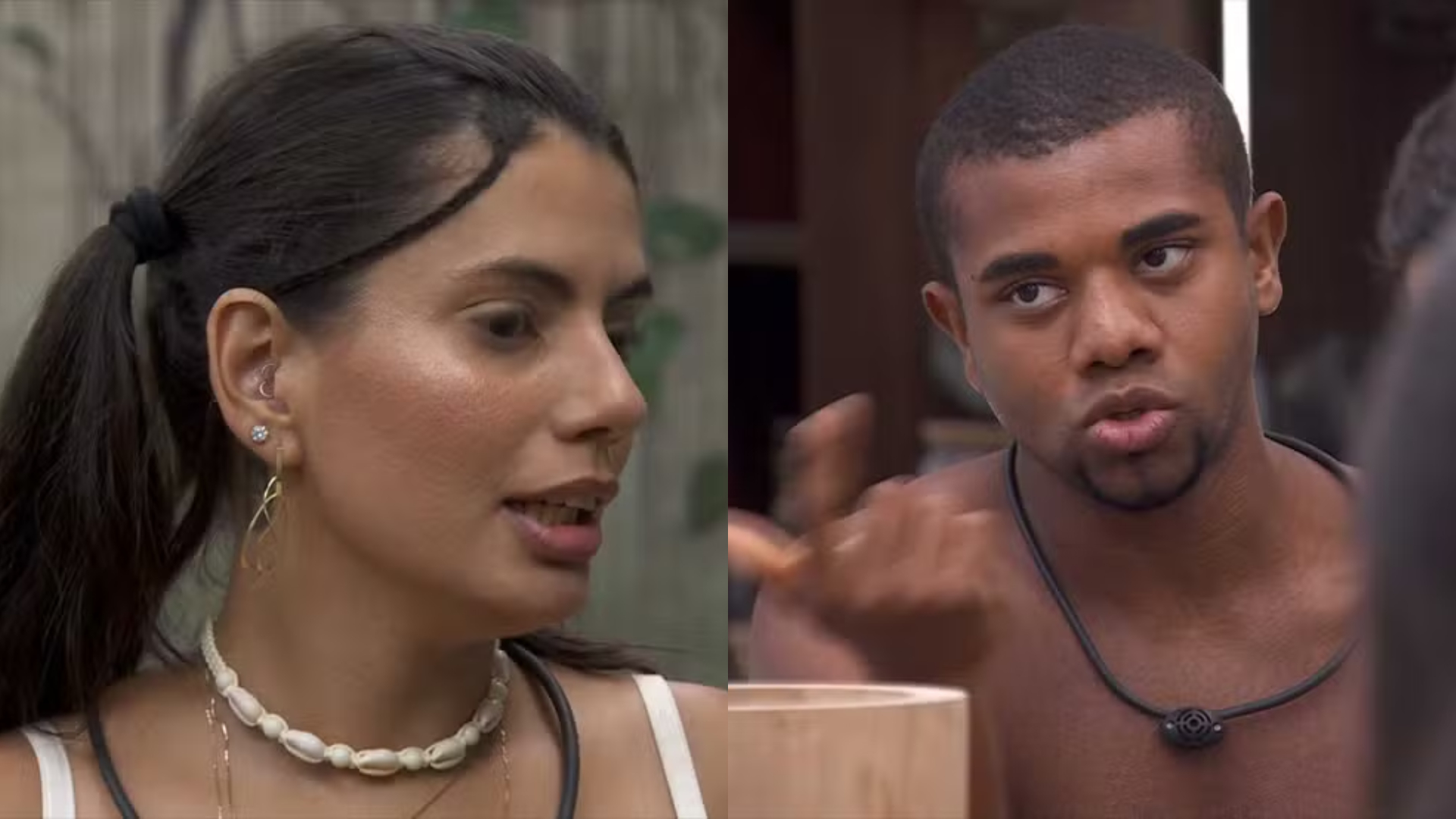 Davi encara Fernanda e impede Sister de ouvir conversa (Imagem: Reprodução/Globo - RD1)