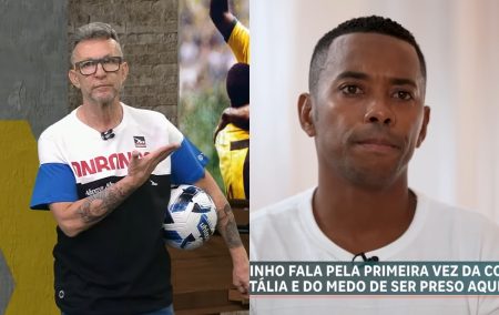 Ao vivo na Band, Craque Neto dá sermão na Record por abrir espaço a Robinho: “Vergonha”