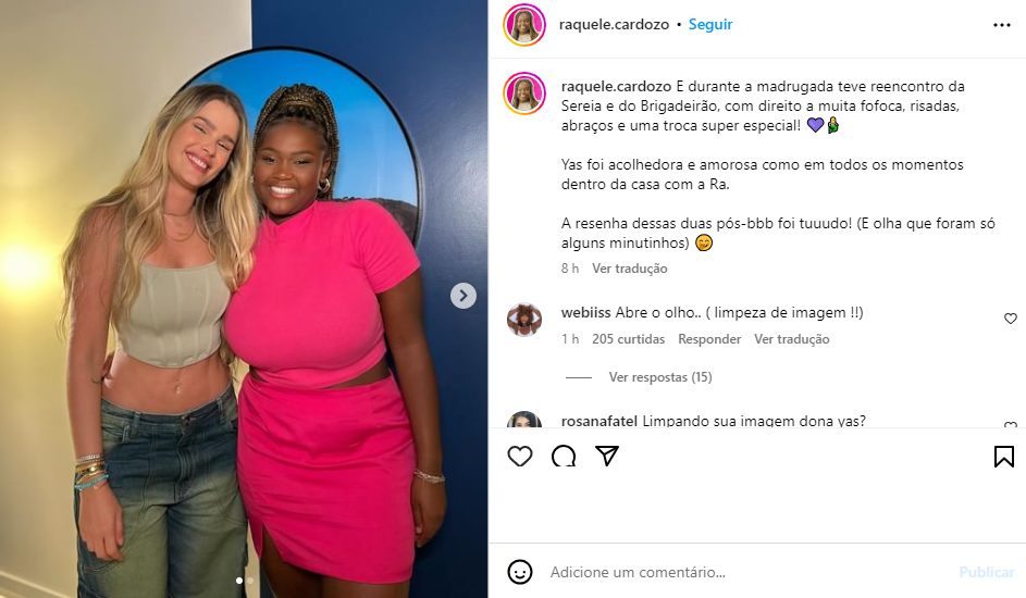 Post de Raquele após o BBB 2024