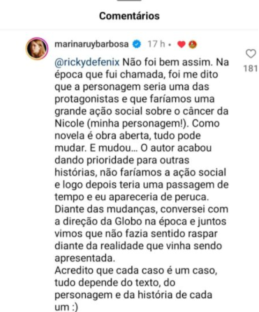Comentário de Marina Ruy Barbosa 