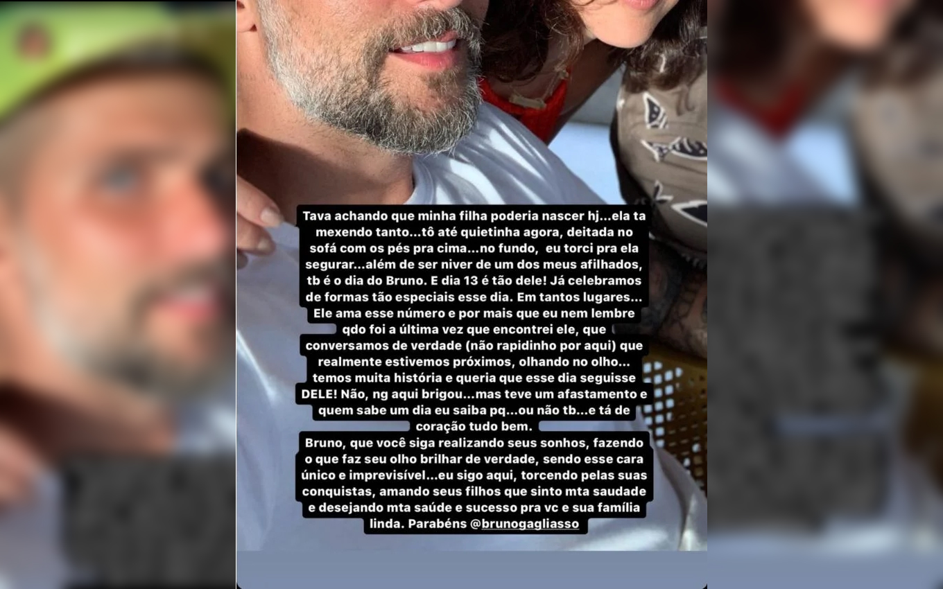 Mensagem de Fernanda Paes Leme para Bruno Gagliasso