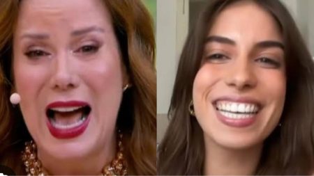 Regina Volpato é surpreendida por filha ao vivo no SBT e fica aos prantos