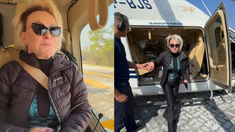 Ana Maria Braga viaja de helicópter de Luciano Huck