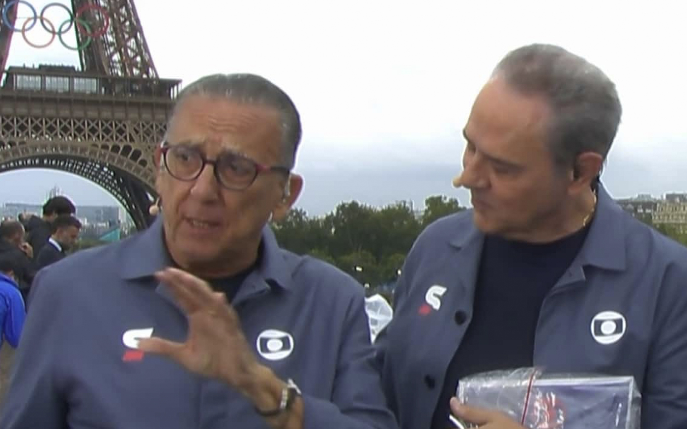 Galvão Bueno e Luís Roberto na cobertura dos Jogos Olímpicos de Paris na Globo