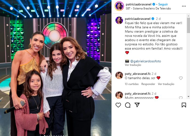 Post de Patricia Abravanel com Íris, Jane e Manuela 