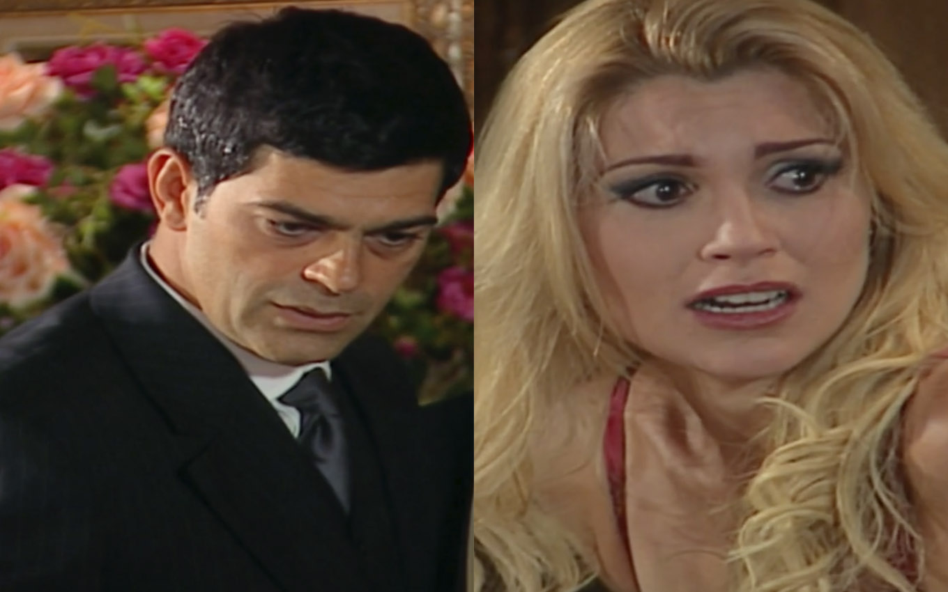 Rafael (Eduardo Moscovis) e Cristina (Flávia Alessandra) em Alma Gêmea