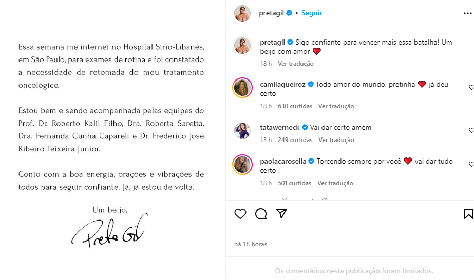 Post de Preta Gil 