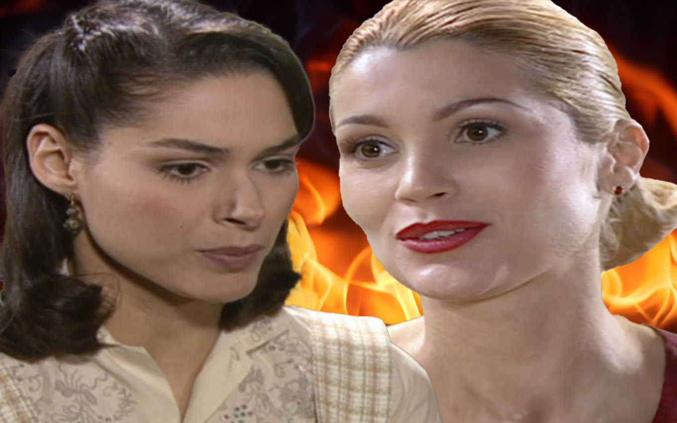 Dalila (Fernanda Machado) e Cristina (Flávia Alessandra) em Alma Gêmea