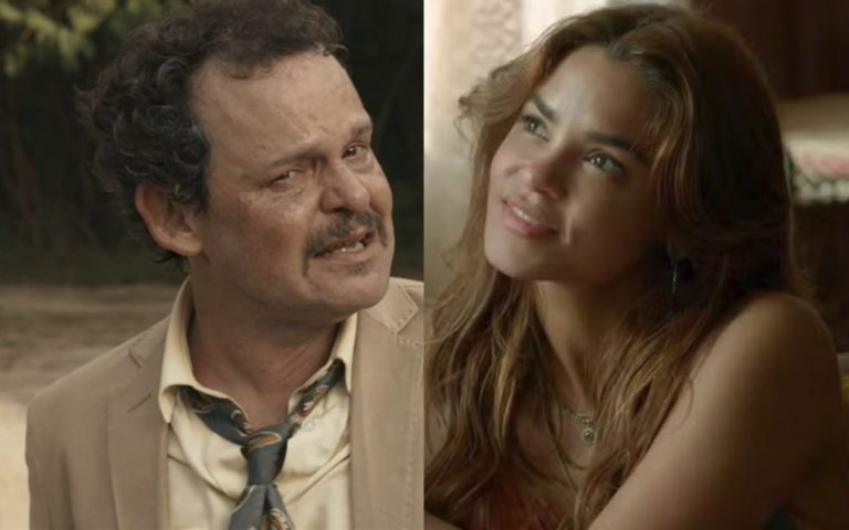 Norberto (Matheus Nachtergaele) e Lilith (Lucy Alves) em Renascer