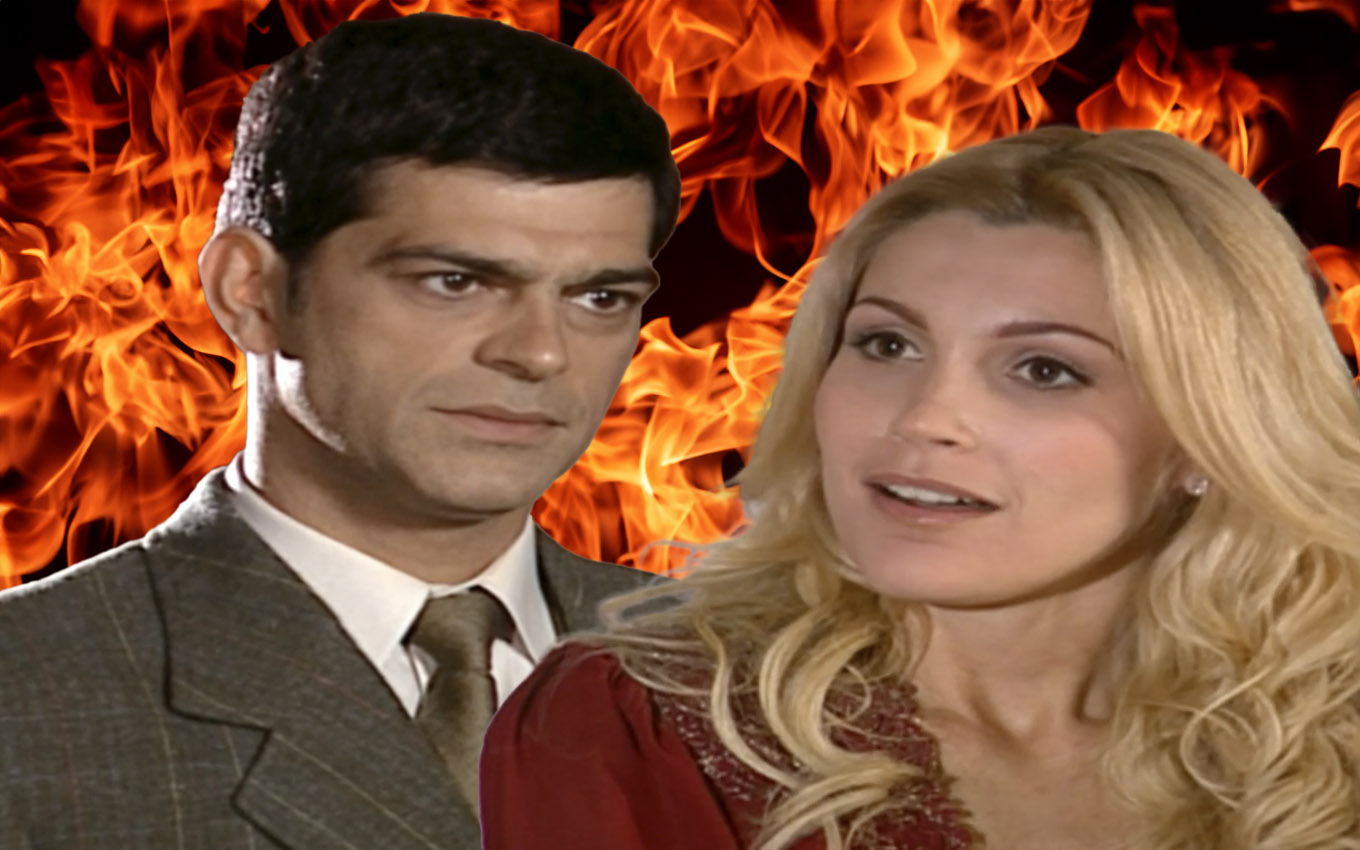 Rafael (Eduardo Moscovis) e Cristina (Flávia Alessandra) em Alma Gêmea