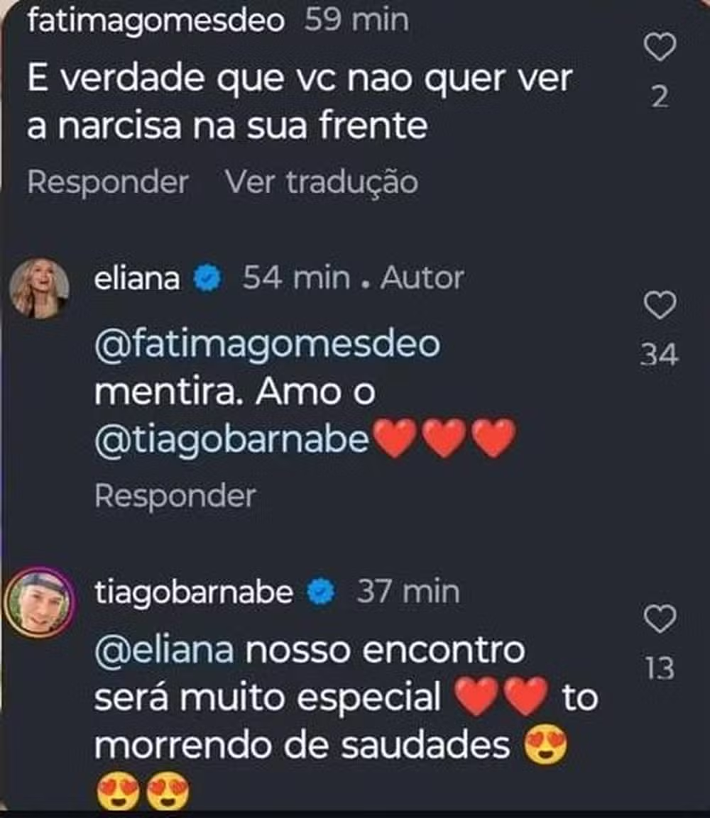 Resposta de Eliana e Tiago Barnabé