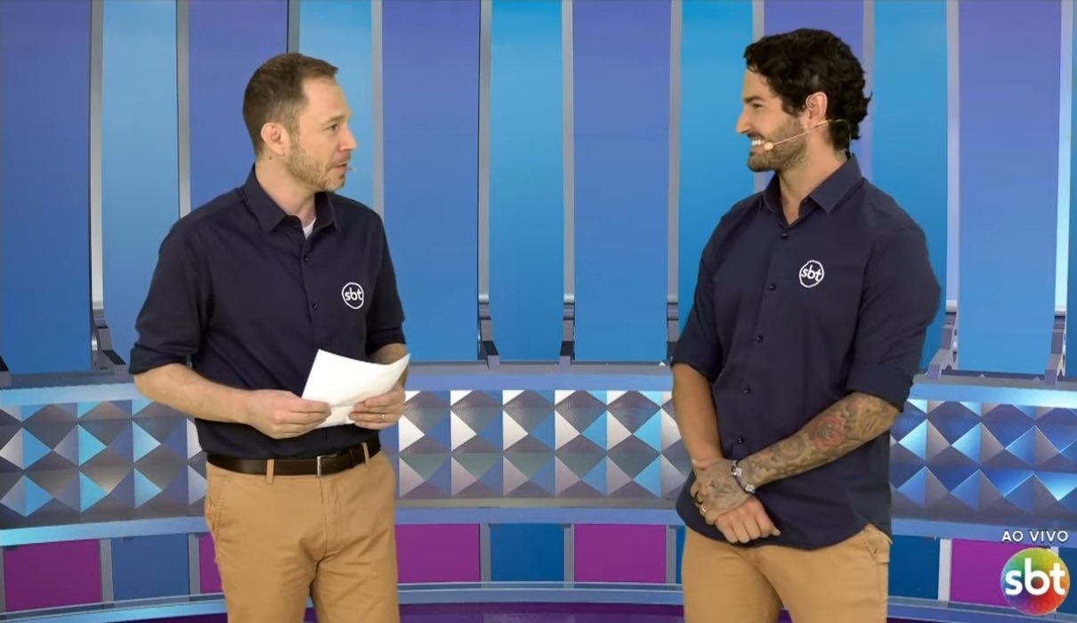 Tiago Leifert e Alexandre Pato na Champions League no SBT