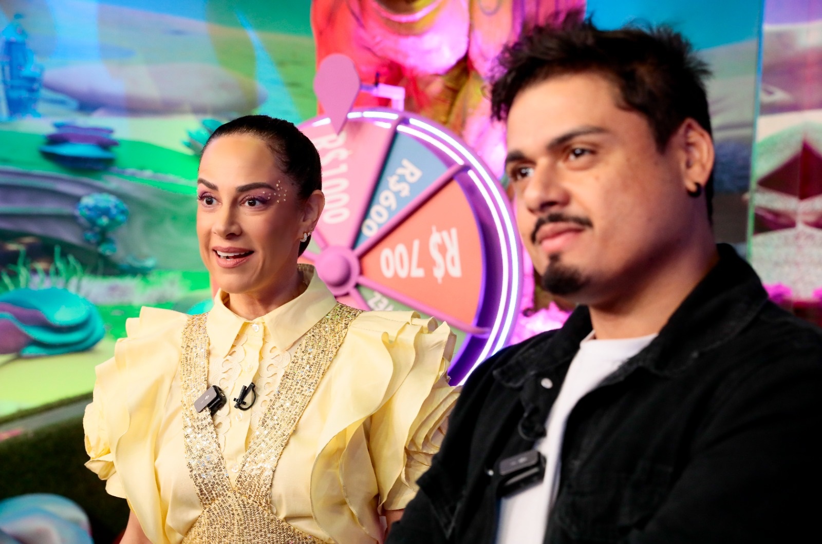 Silvia Abravanel e Jeff Carvalho no Sábado Animado