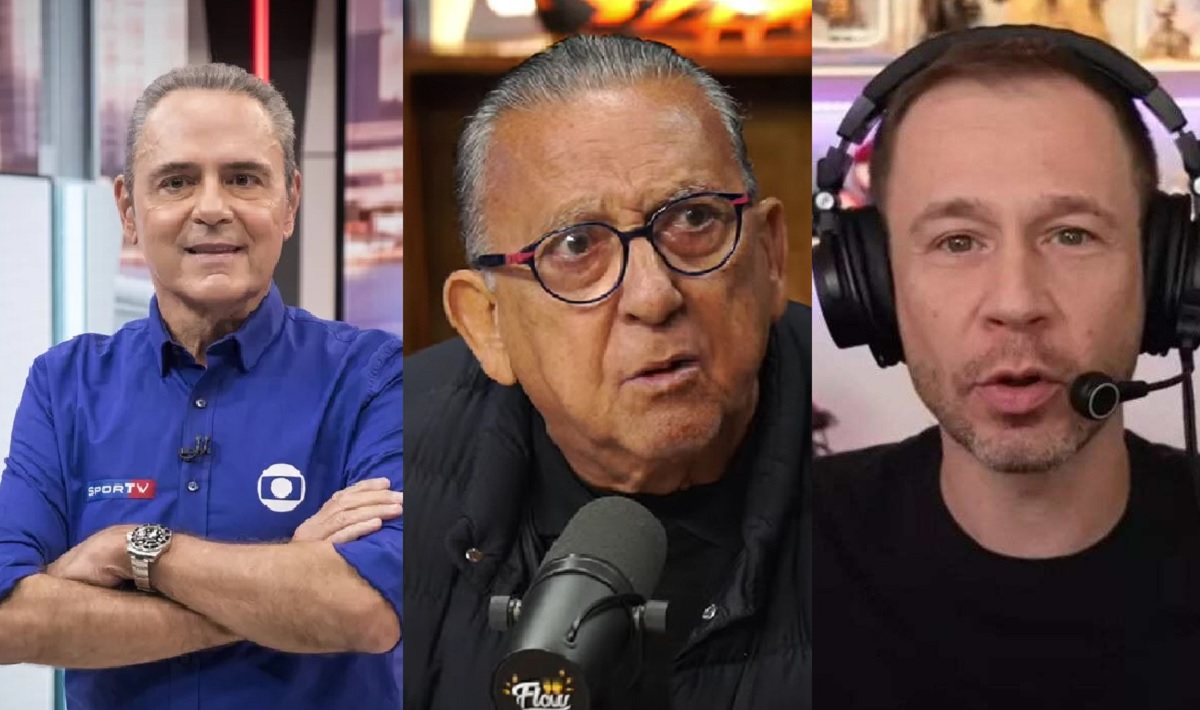 Luis Roberto, Galvão Bueno e Tiago Leifert