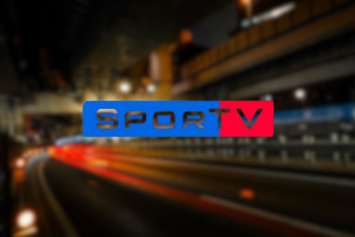 SporTV com cena de Fórmula 1 ao fundo